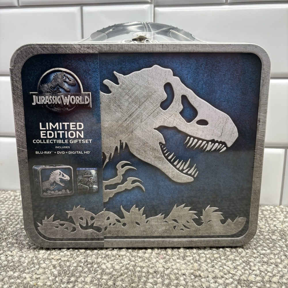 Jurassic‎ World Blu Ray Limited Edition Collectible Metal Lunch Box DVD New Seal